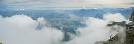 The new and beautiful aerial cable car - Dragon Ride at Mount Pilatus, Lucerne, Switzerlandの写真素材