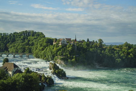 The biggest waterfall - Rhine Falls with Laufen Castle at Europe, Zurich, Switzerlandのeditorial素材