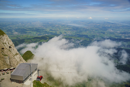 The new and beautiful aerial cable car - Dragon Ride at Mount Pilatus, Lucerne, Switzerlandのeditorial素材