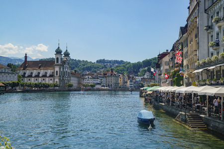 Lucerne, JUL 16: The beautiful old town and cityscape on JUL 16, 2017 at Luzern, Switzerlandのeditorial素材
