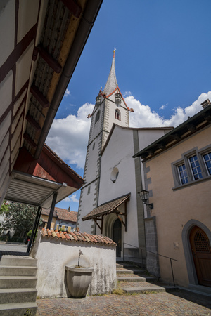 Schaffhausen, JUL 15: The beautiful Stein am Rhein is a historic town and a municipality in the canton of Schaffhausenon JUL 15, 2017 at Switzerlandのeditorial素材