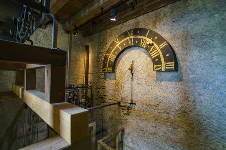 Lucerne, JUL 16: Big clock of the historical Zeitturm tower on JUL 16, 2017 at Luzern, Switzerlandのeditorial素材