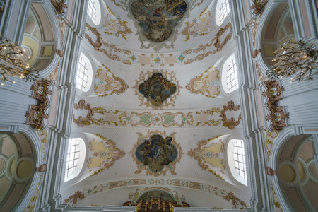 Lucerne, JUL 16: Interior view of the Lucerne Jesuit Church on JUL 16, 2017 at Luzern, Switzerlandのeditorial素材