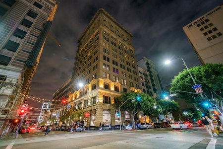 Los Angeles, SEP 14: Spring street of the famous Downtown Los Angeles Art Walk on SEP 14, 2017 at...