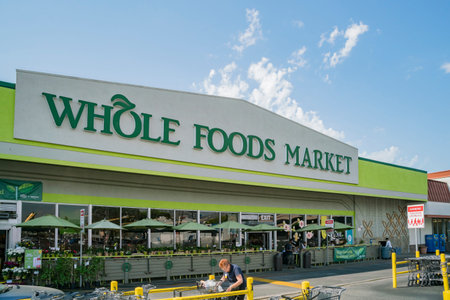 Los Angeles, AUG 31: Exterior view of Whole Foods Market on AUG 31, 2017 at Los Angeles, California,...