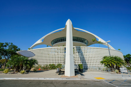 Exterior view of LAX Theme Building on morning at Los Angeles, California, United States