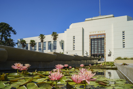 The beautiful Santa Monica City Hall at Los Angeles County, California, United Statesのeditorial素材