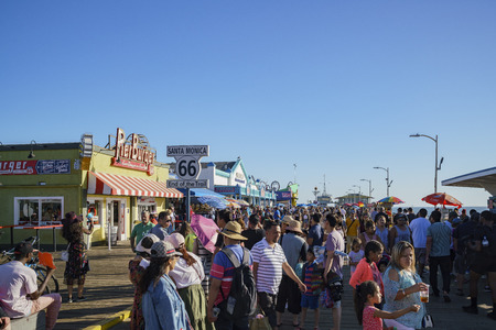 Santa Monica, JUN 21: End of the Trail of Route 66 sign on JUN 21, 2017 at Santa Monica, Los Angeles County, California, United Statesのeditorial素材