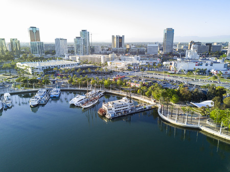 Long Beach, MAY 1: Beautiful aerial afternoon view on MAY 1, 2017 at Rainbow Harbor, Long Beach, California, U.S.A.のeditorial素材