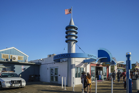 Santa Monica, JUN 21: Police station of the pier on JUN 21, 2017 at Santa Monica, Los Angeles County, California, United Statesのeditorial素材