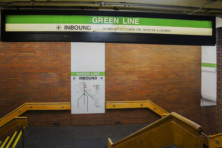 Boston, JAN 26: Interior view of the subway system on JAN 26, 2012 at Harvard Square, Boston, Massachusetts, Boston, United Statesのeditorial素材