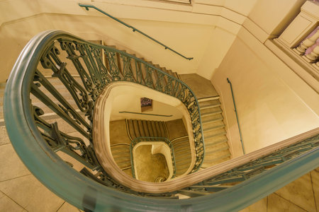 The beautiful curve stairs of Pasadena City Hall at Los Angeles County, California, United Statesのeditorial素材