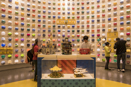 Anaheim, NOV 11: Lego store in the famous Downtown Disney District, Disneyland Resort on NOV 11, 2017 at Anaheim, Orange County, California, United Statesのeditorial素材