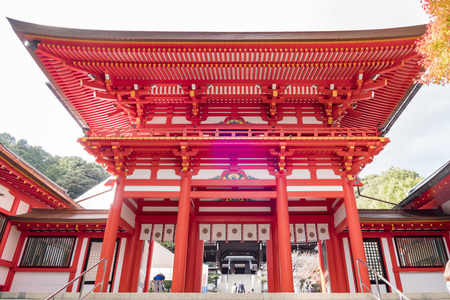 Otsu, NOV 23: Beautiful fall color and Omi Jingu on NOV 23, 2017 at Otsu, Shiga prefectures, Japanのeditorial素材