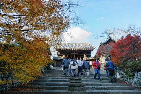 Kyoto, NOV 23: Beautiful fall color and Bishamondo on NOV 23, 2017 at Kyoto, Japan
