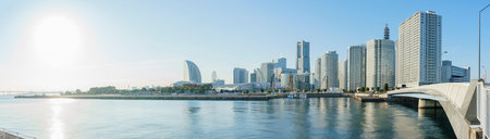 Yokohama, NOV 21: Morning view of modern building  on NOV 21, 2017 at Yokohama, Japanのeditorial素材