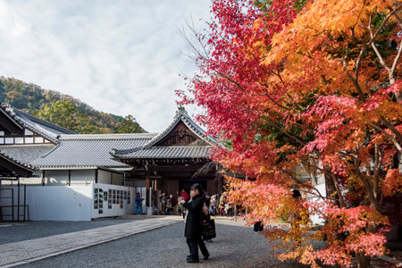 Kyoto, NOV 25: fall color of Komyo-ji on NOV 25, 2017 at Kyoto, Japanのeditorial素材