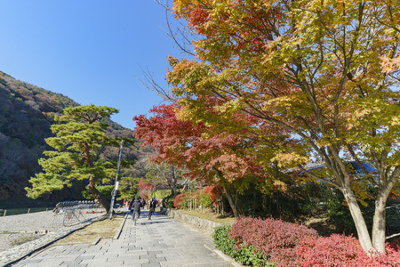 view from TogetuKyo Bridge, Arashiyama, Kyoto, Japanのeditorial素材