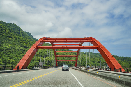 Hualien, AUG 14: The big red bridge on AUG 14, 2017 at Hualien, Taiwanのeditorial素材