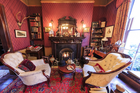 London, NOV 14: Interior view of the famous The Sherlock Holmes Museum on NOV 14, 2015 at London, United Kingdomのeditorial素材