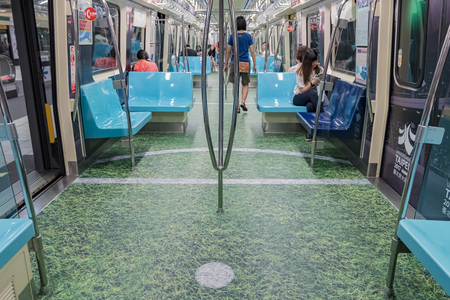 Taipei, AUG 11: Metro special decoration for Universiade on AUG 11, 2017 at Taipei, Taiwanのeditorial素材