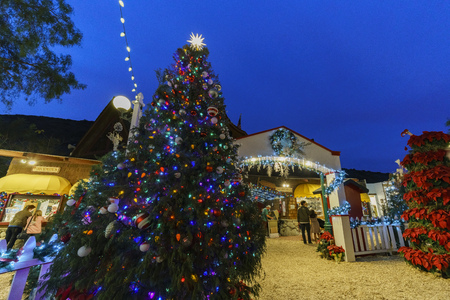 Laguna Beach, DEC 10: Night view of many beautiful art show in Sawdust Art winter festival on DEC 10, 2017 at Laguna Beach, California, United Statesのeditorial素材
