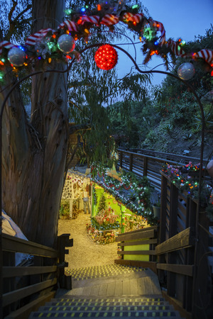 Laguna Beach, DEC 10: Night view of many beautiful art show in Sawdust Art winter festival on DEC 10, 2017 at Laguna Beach, California, United Statesのeditorial素材