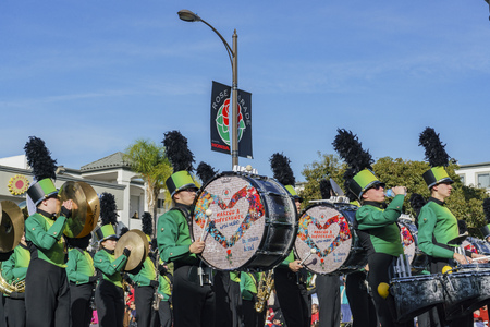 Pasadena,  JAN 1: Lindbergh, Saint Louis Band show of the superb Tournament of the famous Rose Parade on JAN 1, 2017 at Pasadena, California, United Statesのeditorial素材