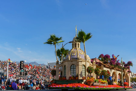 Pasadena,  JAN 1: Beautiful Riverside's float in the famous Rose Parade - America's New Year...