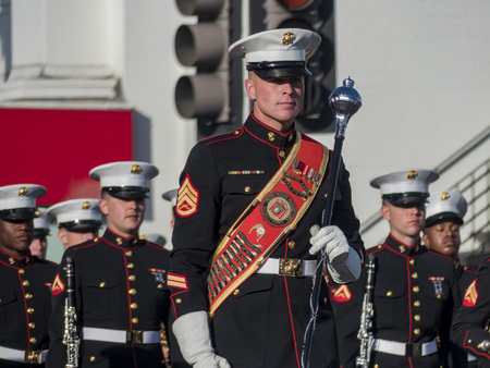 Pasadena,  JAN 1: San Diego Marine Band show of the superb Tournament of the famous Rose Parade on JAN 1, 2017 at Pasadena, California, United Statesのeditorial素材