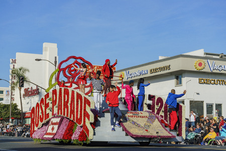 Pasadena,  JAN 1: Rose parade colorful float - America's New Year Celebration on JAN 1, 2017 at Pasadena, California, United Statesのeditorial素材