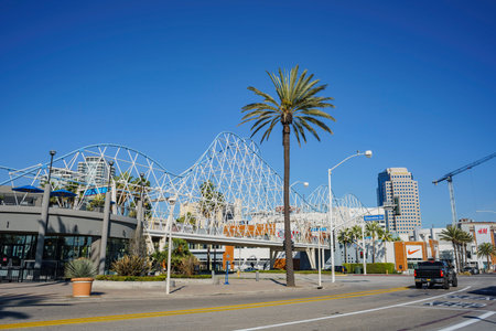 Long Beach, DEC 15: scene around Rainbow Harbor on DEC 15,2017 at Long Beach, California, U.S.A.