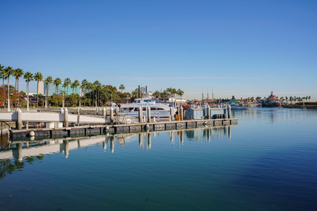 Long Beach, DEC 15: scene around Rainbow Harbor on DEC 15,2017 at Long Beach, California, U.S.A.のeditorial素材