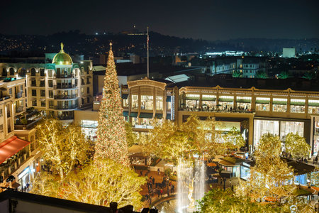 DEC 16, Glendale: Aerial view of the Christmas lights at the shopping mall on DEC 16, 2017 at Glendaleのeditorial素材