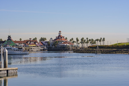 Long Beach, DEC 15: Beautiful scene around Rainbow Harbor on DEC 15,2017 at Long Beach, California, U.S.A.のeditorial素材