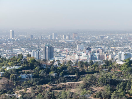 Los Angeles, DEC 17: Aerial view of the westwood cityscape on DEC 17, 2017 at Los Angeles,...