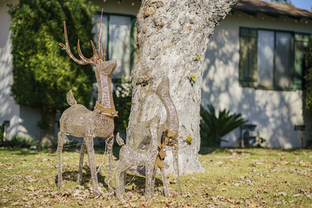 Deer christmas sculptureの写真素材