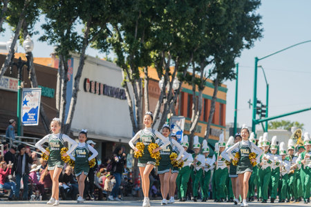 Temple City, FEB 24: Toll Middle School Marching band performance of the famous 74th Camellia...