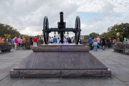 New Orleans, FEB 21: The famous Washington Artillery Park on FEB 21,2018 at New Orleans, Louisianaのeditorial素材