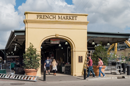 New Orleans, FEB 21: The entrance of French Market on FEB 21,2018 at New Orleans, Louisianaのeditorial素材