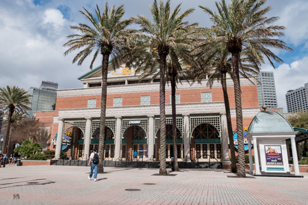 New Orleans, FEB 21: Exterior view of Harrahs casino on FEB 21,2018 at New Orleans, Louisianaのeditorial素材