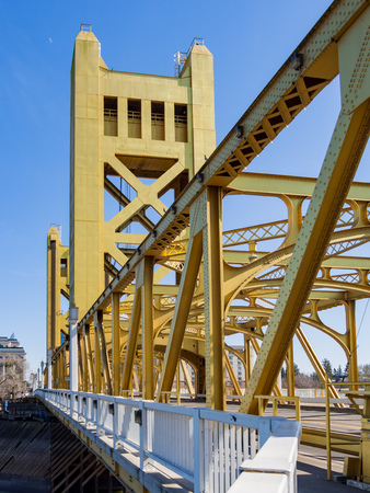 Afternoon view of the famous tower bridge of Sacramento, Californiaの写真素材