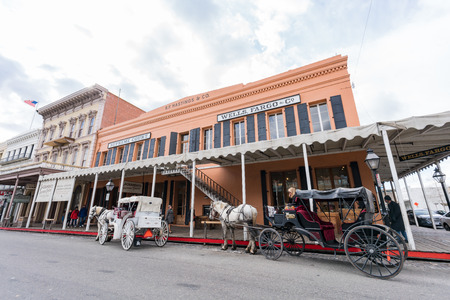 Sacramento, FEB 22: Afternoon view of the famous Old Sacramento Historic District on FEB 22, 2018 at Sacramento, Californiaのeditorial素材
