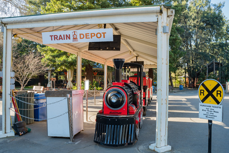 Sacramento, FEB 20: Fun little red train in the Zoo on FEB 20, 2018 at Sacramento, Californiaのeditorial素材