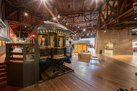 Sacramento, FEB 22: Interior view of the California State Railroad Museum on FEB 22, 2018 at Sacramento, Californiaのeditorial素材