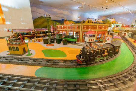 Sacramento, FEB 22: Interior view of the California State Railroad Museum on FEB 22, 2018 at Sacramento, Californiaのeditorial素材