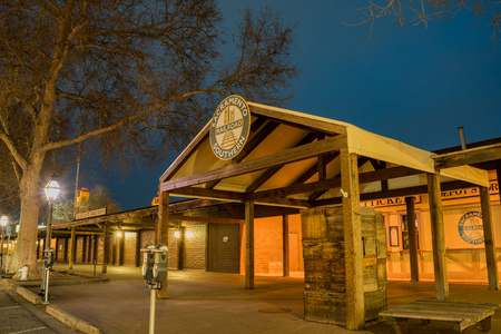 Sacramento, FEB 20: Night view of the reserve train station on FEB 20, 2018 at Sacramento, Californiaのeditorial素材