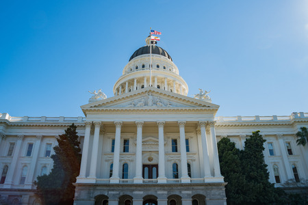 Afternoon exterior view of the historical California State Capitol  at Sacramento, Californiaのeditorial素材