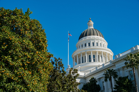 Afternoon exterior view of the historical California State Capitol  at Sacramento, Californiaのeditorial素材