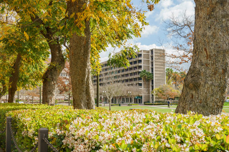 Los Angeles, MAR 16: Exterior view of the beautiful buiding in USC on MAR 16, 2018 at Los Angeles,...